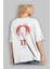 It Arka Baskılı Beyaz Oversize T-Shirt Bisiklet Yaka Pamuk Erkek Kadın 3