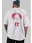 It Arka Baskılı Beyaz Oversize T-Shirt Bisiklet Yaka Pamuk Erkek Kadın 5