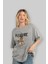Teddy Bear The Pleasure Ön Baskılı Gri Oversize T-Shirt Unisex Erkek Kadın Bisiklet Yaka 4