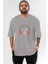 Joker (5) Ön Baskılı Gri Oversize T-Shirt Bisiklet Yaka Pamuk Erkek Kadın 1