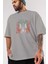 Joker (5) Ön Baskılı Gri Oversize T-Shirt Bisiklet Yaka Pamuk Erkek Kadın 3