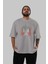 Joker (5) Ön Baskılı Gri Oversize T-Shirt Bisiklet Yaka Pamuk Erkek Kadın 5