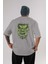 Hulk (4) Arka Baskılı Gri Oversize T-Shirt Bisiklet Yaka Pamuk Erkek Kadın 1