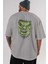 Hulk (4) Arka Baskılı Gri Oversize T-Shirt Bisiklet Yaka Pamuk Erkek Kadın 5