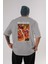 Portgas D. Ace Arka Baskılı Gri Oversize T-Shirt Unisex Erkek Kadın Bisiklet Yaka 1
