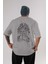 The Thrones Of Vendetta Arka Baskılı Gri Oversize T-Shirt Unisex Erkek Kadın Bisiklet Yaka 1