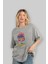 Summer Time Yazılı Ön Baskılı Gri Oversize T-Shirt Unisex Erkek Kadın Bisiklet Yaka 4