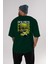 Politics Is A Lie Arka Baskılı Zümrüt Yeşili Oversize T-Shirt Erkek Kadın Bisiklet Yaka 5