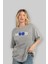 Mood Ön Baskılı Gri Oversize T-Shirt Unisex Erkek Kadın Bisiklet Yaka 4