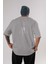 Echo Yazılı Arka Baskılı Gri Oversize T-Shirt Unisex Erkek Kadın Bisiklet Yaka 1