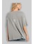 Echo Yazılı Arka Baskılı Gri Oversize T-Shirt Unisex Erkek Kadın Bisiklet Yaka 3