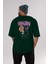 Solage Bear Arka Baskılı Zümrüt Yeşili Oversize T-Shirt Erkek Kadın Bisiklet Yaka 5