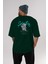 Sacrifice Bear Arka Baskılı Zümrüt Yeşili Oversize T-Shirt Erkek Kadın Bisiklet Yaka 5