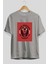 Red Dragon Ön Baskılı Gri Oversize T-Shirt Unisex Erkek Kadın Bisiklet Yaka 2