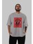 Red Dragon Ön Baskılı Gri Oversize T-Shirt Unisex Erkek Kadın Bisiklet Yaka 5