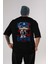 Captain America Arka Baskılı Siyah Oversize T-Shirt Bisiklet Yaka Pamuk Erkek Kadın 1
