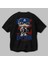 Captain America Arka Baskılı Siyah Oversize T-Shirt Bisiklet Yaka Pamuk Erkek Kadın 3