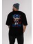 Captain America Arka Baskılı Siyah Oversize T-Shirt Bisiklet Yaka Pamuk Erkek Kadın 5