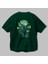 Haunted House Arka Baskılı Zümrüt Yeşili Oversize T-Shirt Unisex Erkek Kadın Bisiklet Yaka 3