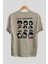 Squid Game (3) Arka Baskılı Bej Oversize T-Shirt Bisiklet Yaka Pamuk Erkek Kadın 2