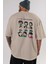 Squid Game (3) Arka Baskılı Bej Oversize T-Shirt Bisiklet Yaka Pamuk Erkek Kadın 5