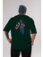 Star And Stripes Hero Arka Baskılı Zümrüt Yeşili Oversize T-Shirt Erkek Kadın Bisiklet Yaka 1