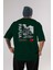 Papua Culture Arka Baskılı Zümrüt Yeşili Oversize T-Shirt Erkek Kadın Bisiklet Yaka 1