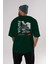 Papua Culture Arka Baskılı Zümrüt Yeşili Oversize T-Shirt Erkek Kadın Bisiklet Yaka 5
