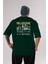 Melbourne Arka Baskılı Zümrüt Yeşili Oversize T-Shirt Unisex Erkek Kadın Bisiklet Yaka 1