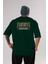 Bogota Arka Baskılı Zümrüt Yeşili Oversize T-Shirt Unisex Erkek Kadın Bisiklet Yaka 1