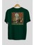Kurt Einstein Arka Baskılı Zümrüt Yeşili Oversize T-Shirt Unisex Erkek Kadın Bisiklet Yaka 2