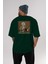Kurt Einstein Arka Baskılı Zümrüt Yeşili Oversize T-Shirt Unisex Erkek Kadın Bisiklet Yaka 5