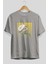 Love Birds Yazılı Ön Baskılı Gri Oversize T-Shirt Unisex Erkek Kadın Bisiklet Yaka 2