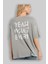 Yeah What Ever Yazılı Arka Baskılı Gri Oversize T-Shirt Unisex Erkek Kadın Bisiklet Yaka 3