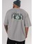 Time Is Original Arka Baskılı Gri Oversize T-Shirt Unisex Erkek Kadın Bisiklet Yaka 5