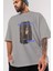 Century 1854 Yazılı Ön Baskılı Gri Oversize T-Shirt Unisex Erkek Kadın Bisiklet Yaka 3