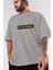Future Ön Baskılı Gri Oversize T-Shirt Unisex Erkek Kadın Bisiklet Yaka 3