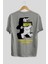 Zero Funk Given Bear Arka Baskılı Gri Oversize T-Shirt Unisex Erkek Kadın Bisiklet Yaka 2