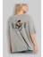 Teddy Bear Rock Arka Baskılı Gri Oversize T-Shirt Unisex Erkek Kadın Bisiklet Yaka 3