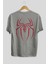 Spiderman (1) Arka Baskılı Gri Oversize T-Shirt Bisiklet Yaka Pamuk Erkek Kadın 2