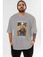 Trafalgar D. Water Law 2 Ön Baskılı Gri Oversize T-Shirt Unisex Erkek Kadın Bisiklet Yaka 1