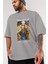 Trafalgar D. Water Law 2 Ön Baskılı Gri Oversize T-Shirt Unisex Erkek Kadın Bisiklet Yaka 3