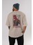 Spiderman (8) Arka Baskılı Bej Oversize T-Shirt Bisiklet Yaka Pamuk Erkek Kadın 4