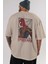 Spiderman (8) Arka Baskılı Bej Oversize T-Shirt Bisiklet Yaka Pamuk Erkek Kadın 5