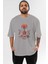 Deadpool (10) Ön Baskılı Gri Oversize T-Shirt Bisiklet Yaka Pamuk Erkek Kadın 1