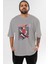 Kagura Gıntama 1 Anime Ön Baskılı Gri Oversize T-Shirt %100 Pamuk Erkek Kadın 1