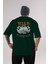 Mind Control Arka Baskılı Zümrüt Yeşili Oversize T-Shirt Unisex Erkek Kadın Bisiklet Yaka 1
