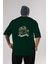 Sherlock Holmes Arka Baskılı Zümrüt Yeşili Oversize T-Shirt Erkek Kadın Bisiklet Yaka 1