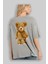 Teddy Bear Censored Arka Baskılı Gri Oversize T-Shirt Unisex Erkek Kadın Bisiklet Yaka 3
