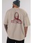 La Casa De Papel (1) Arka Baskılı Bej Oversize T-Shirt Bisiklet Yaka Pamuk Erkek Kadın 5